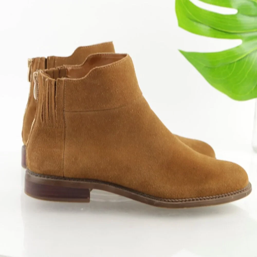 Franco Sarto Womens Hawk Boots Size‎ 10 Camel Tan Suede Booties Low Block Heel